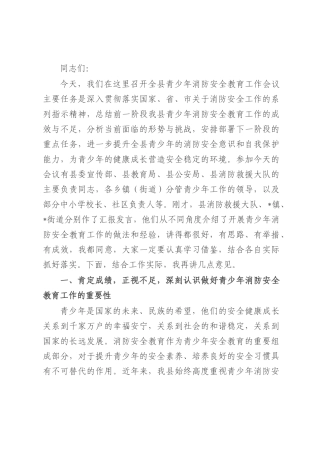 在全县青少年消防安全教育工作会议讲话.docx