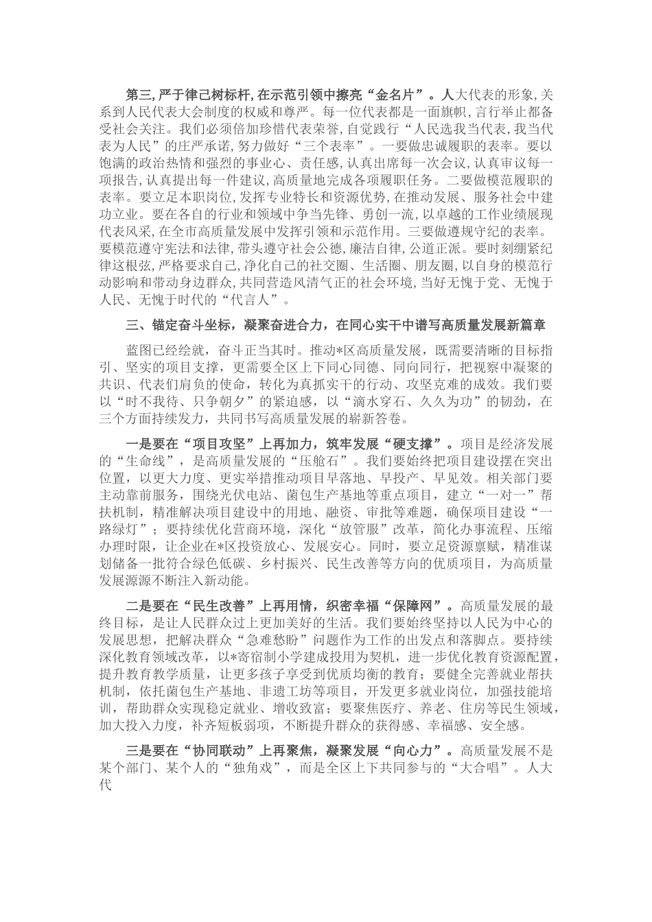 在2025年区人大组织四级人大代表视察重点项目座谈会上的总结讲话.docx_第3页