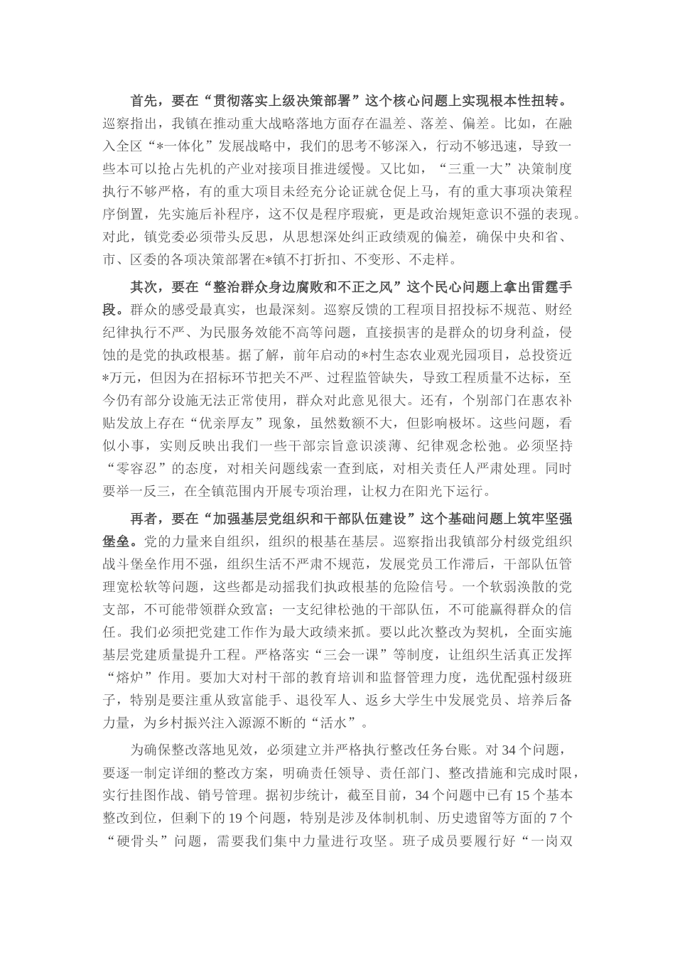 在2025年镇党委班子巡察整改专题民主生活会上的讲话.docx_第2页
