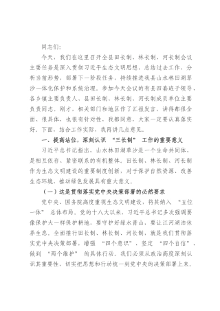 在全县田长制林长制河长制会议上的讲话.docx