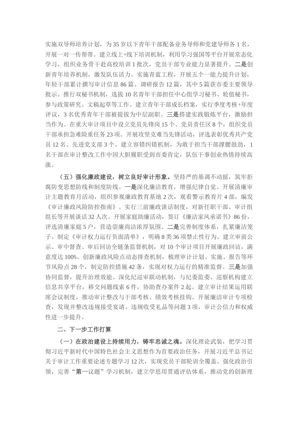 市审计局党组2025年上半年履行全面从严治党主体责任工作情况的报告.docx_第3页