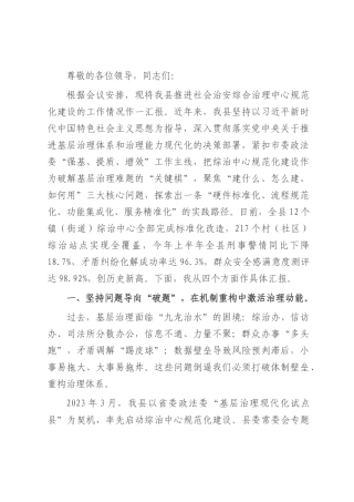 在全市社会治安综合治理中心规范化建设视频会议上的汇报发言.docx