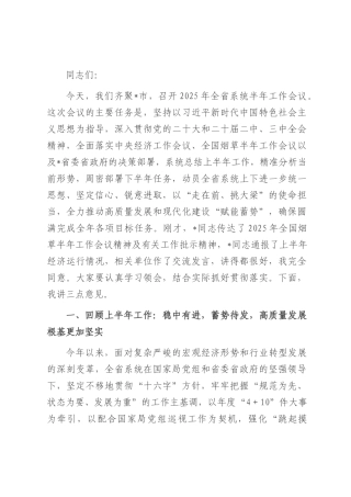 在2025年省烟草专卖局（公司）系统半年工作会议上的讲话.docx
