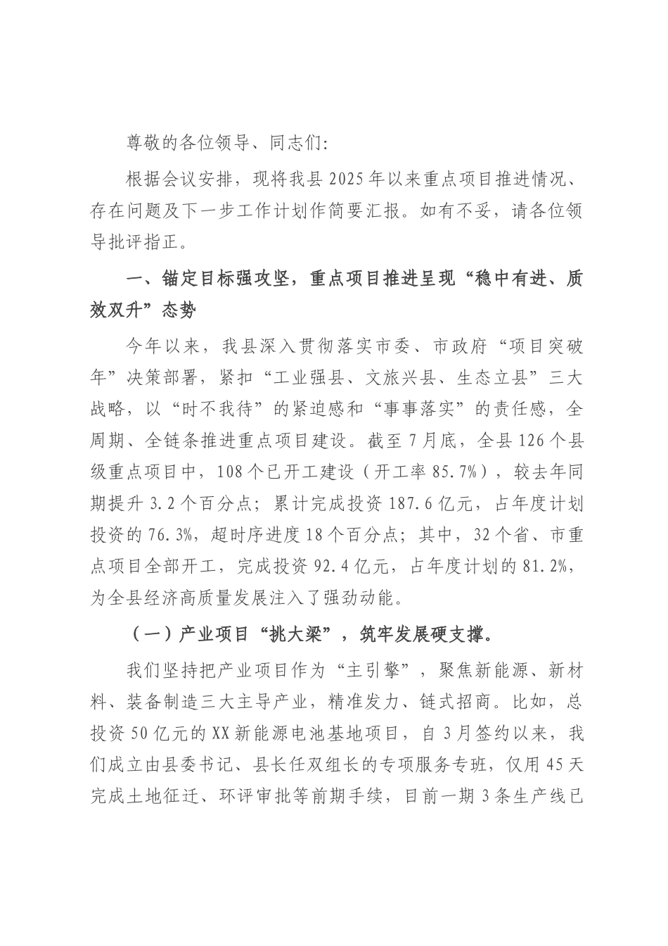 在全市第二次重点项目调度会上的汇报.docx_第1页