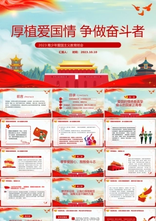 厚植爱国情争做奋斗者PPT红色质感2023青少年爱国主义教育班会PPT课件.pptx