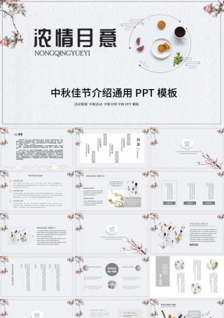 灰色中国风中秋节日介绍通用PPT模板.pptx