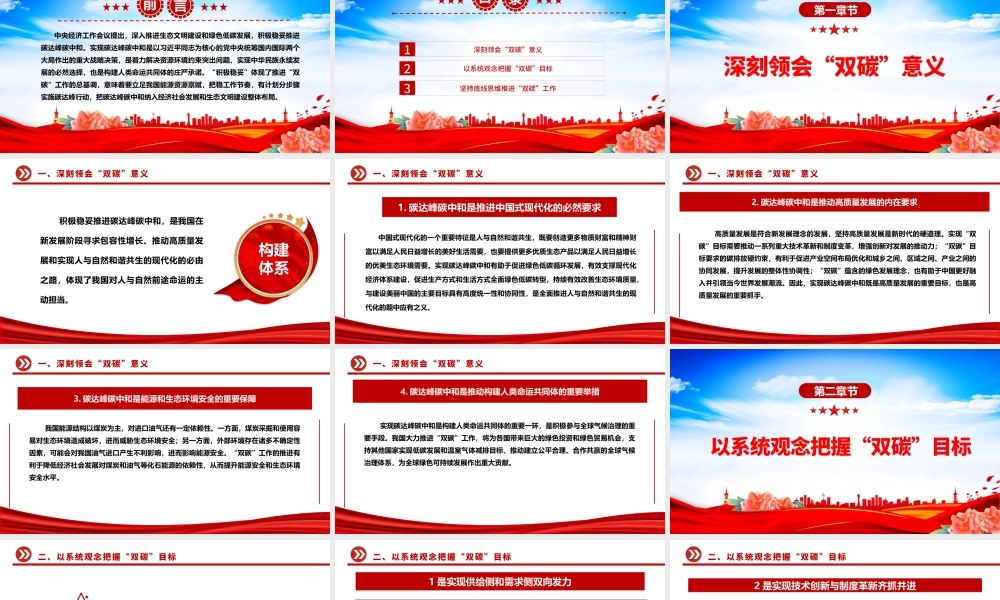 积极稳妥推进双碳工作ppt大气精美深入推进生态文明建设和绿色低碳发展专题课件.pptx