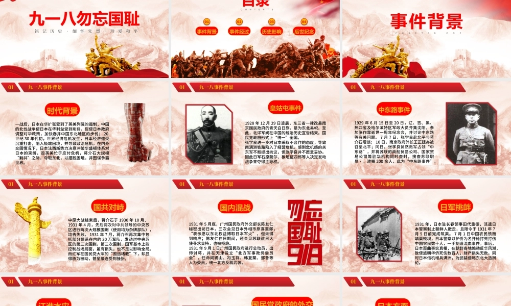 纪念九一八勿忘国耻主题PPT模板.pptx