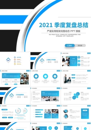 季度复盘总结PPT极简商务风季度工作总结工作汇报工作计划复盘报告模板.pptx