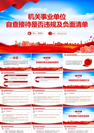 简洁风机关事业单位自查接待是否违规及负面清单PPT课件.pptx