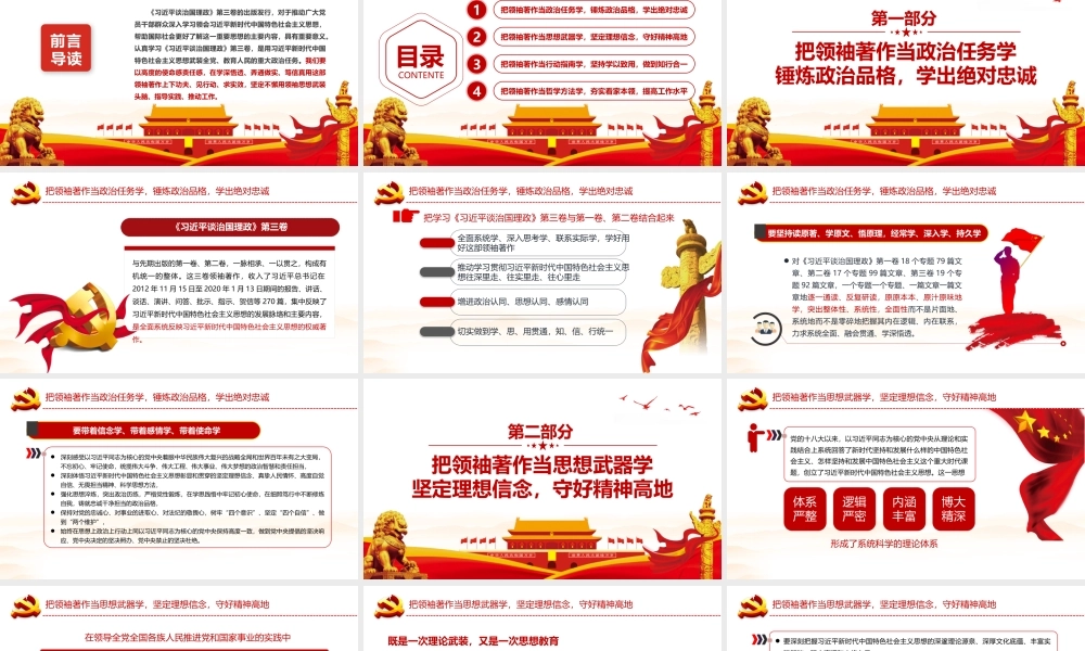 简洁风治国理政第三卷用领袖思想武装头脑指导实践推动工作.pptx