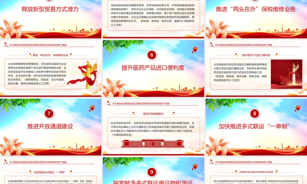 简洁实用《关于推进自由贸易试验区贸易投资便利化改革创新的若干措施》全文PPT.pptx