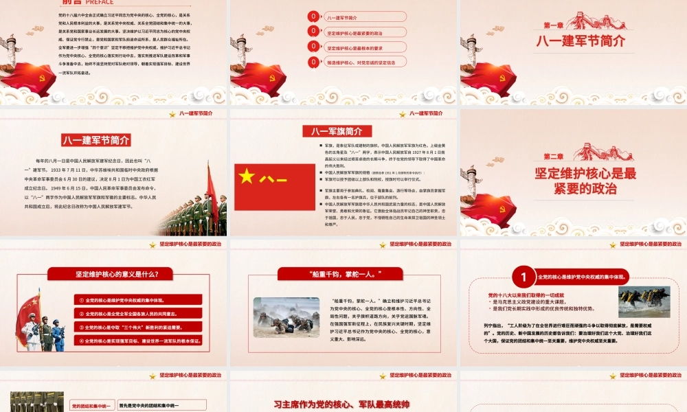 建军节中国梦强军梦维护核心PPT模板.pptx