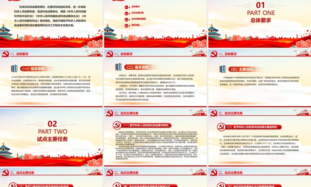 精美创意赋予科研人员职务科技成果所有权或长期使用权试点实施方案PPT.pptx