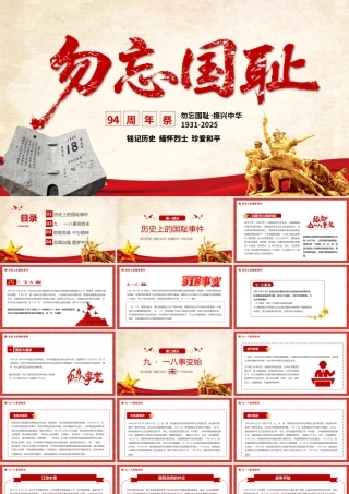精美大气铭记历史勿忘国耻九一八事变PPT2025吾辈自强圆梦中华勿忘九一八课件下载.pptx