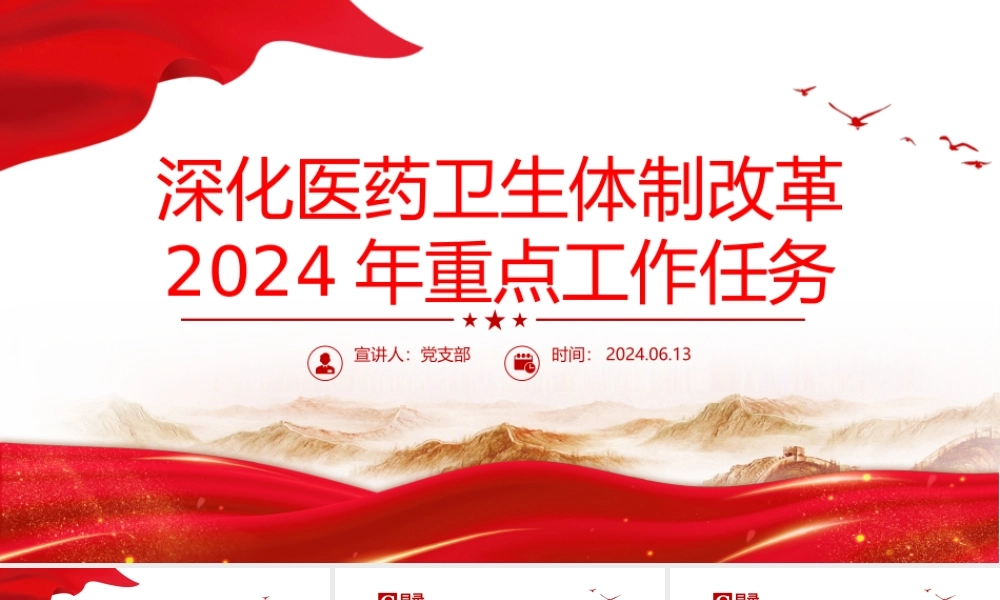 精美简洁深化医药卫生体制改革2024年重点工作任务PPT下载.pptx