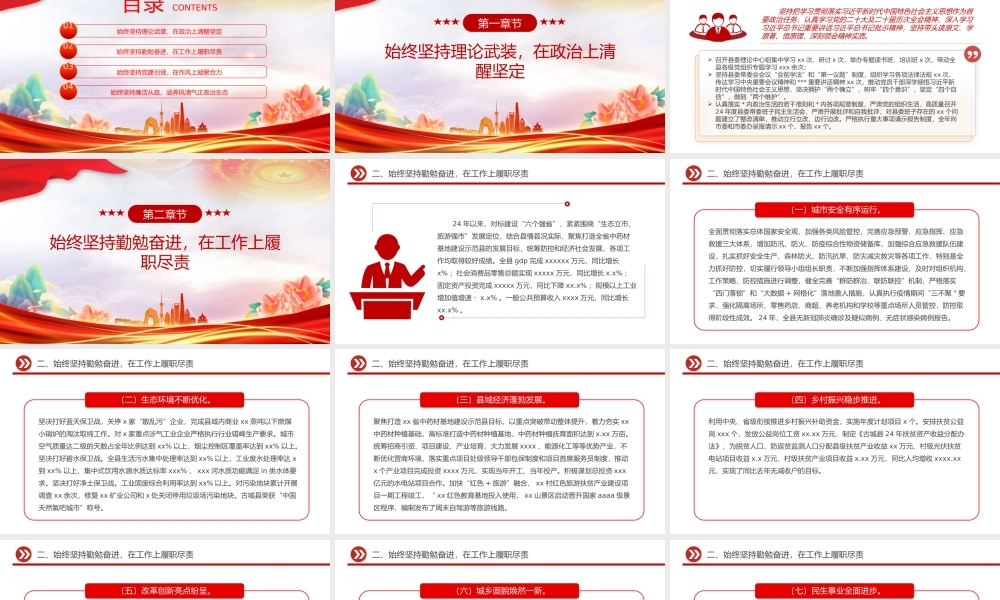 精品2024年度县委书记个人述职报告PPT模板.pptx