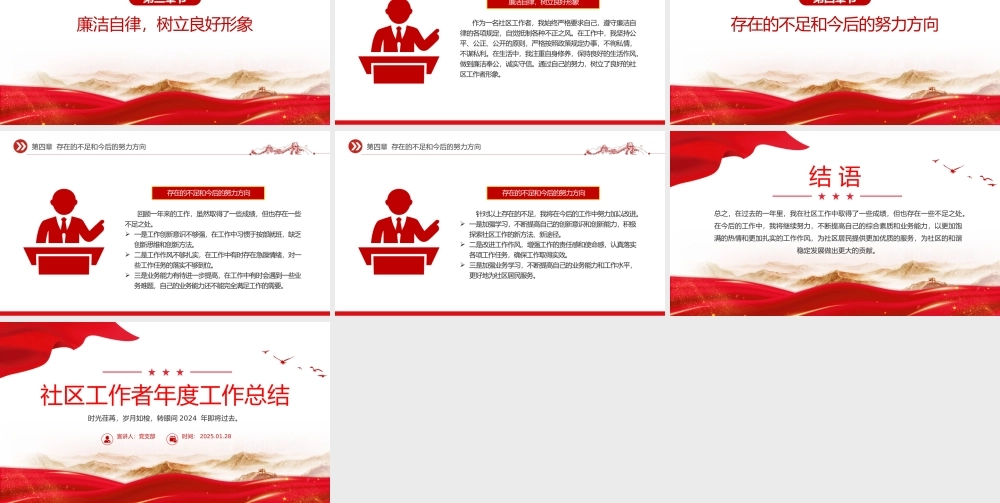 精品社区工作者年度工作总结PPT模板.pptx