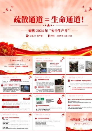 聚焦2024年安全生产月PPT大气创意疏散通道等于生命通道安全教育课件.pptx