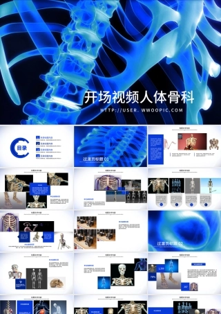 开场视频片头骨胳影像ppt动画模板.pptx