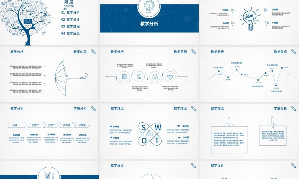 蓝色简洁教师说课教学课件动态总结PPT.pptx