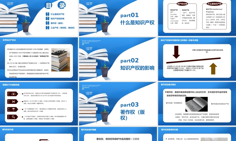 蓝色简约世界知识产权日尊重保护知识和财富科学技术推进文明.pptx