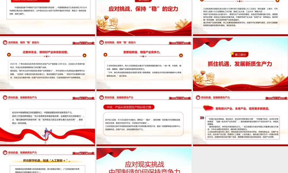 两会中国经济问答之四PPT红色精美应对现实挑战中国制造如何保持竞争力课件.pptx