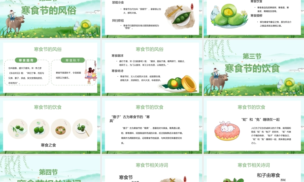绿色卡通手绘中国传统节日文化介绍寒食节.pptx