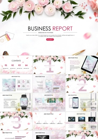 玫瑰花语小清新工作总结汇报模板.pptx