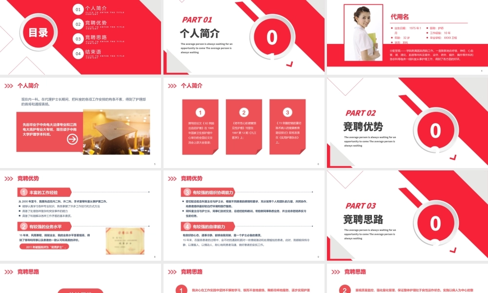 内科护士长竞聘PPT简约清新护士长竞聘报告PPT.pptx