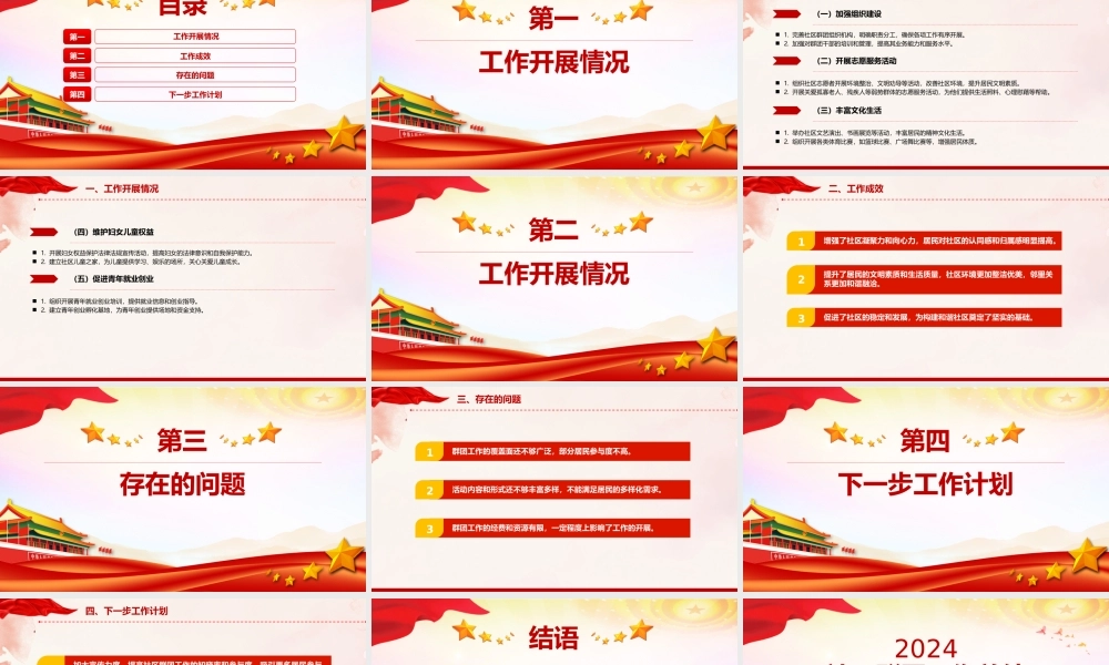 年中社区群团工作总结PPT模板课件.pptx