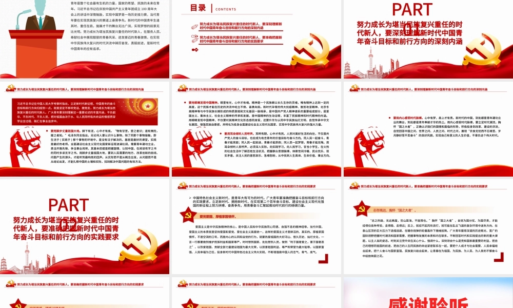 努力成长为堪当民族复兴重任的时代新人PPT学习在庆祝中国共产主义青年团成立100周年大会上的重要讲话.pptx