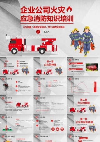 企业公司火灾应急消防知识培训PPT简约清新员工消防安全培训PPT模板下载.pptx