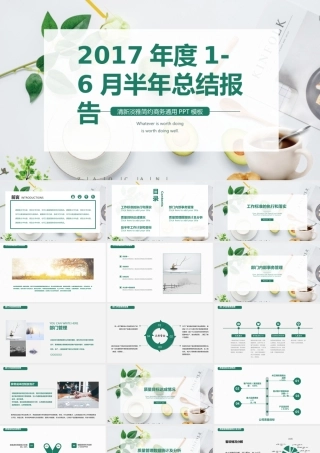 清新创意绿色2017年度1-6月半年总结报告.pptx