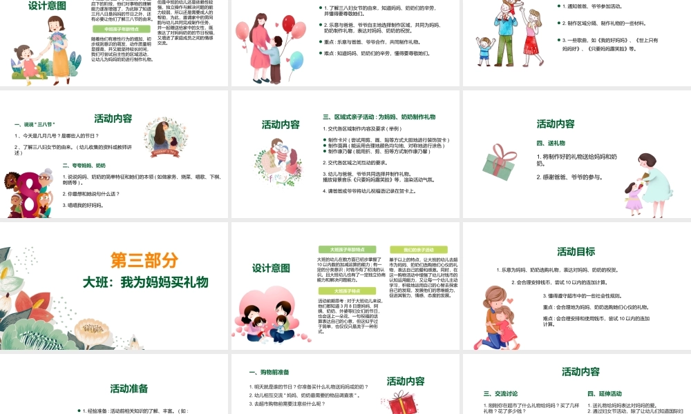 庆祝女神节感恩母亲幼儿园妇女节活动方案PPT模板.pptx