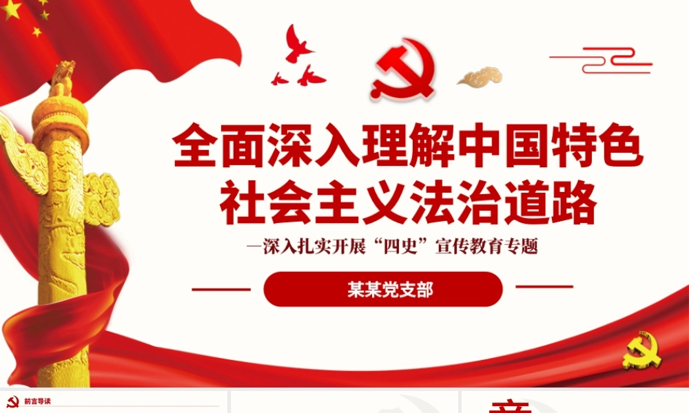 全面深入理解中国特色社会主义法治道路PPT深入扎实开展“四史”宣传教育专题课件模板.pptx