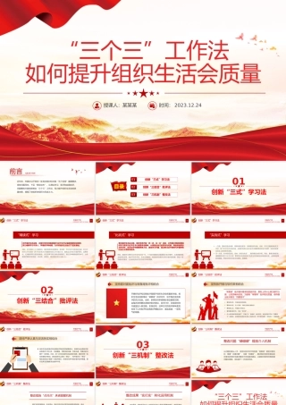 如何提升组织生活会质量PPT大气简洁“三个三”创新工作法课件.pptx