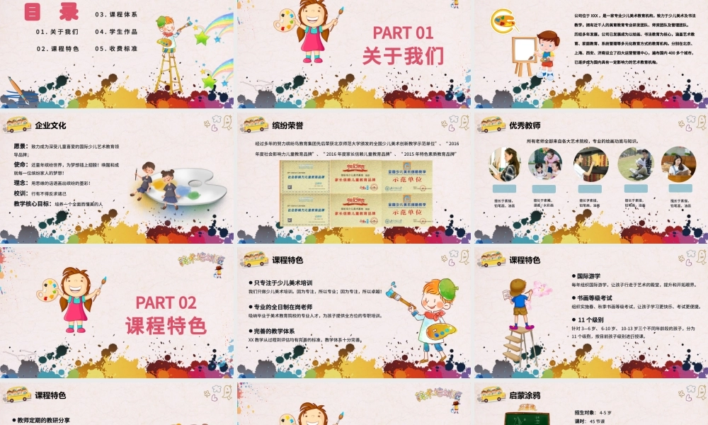 少儿美术培训招生兴趣绘画班PPT模版.pptx