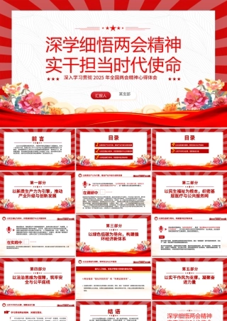 深学细悟两会精神实干担当时代使命PPT2025年全国两会精神学习心得体会.pptx