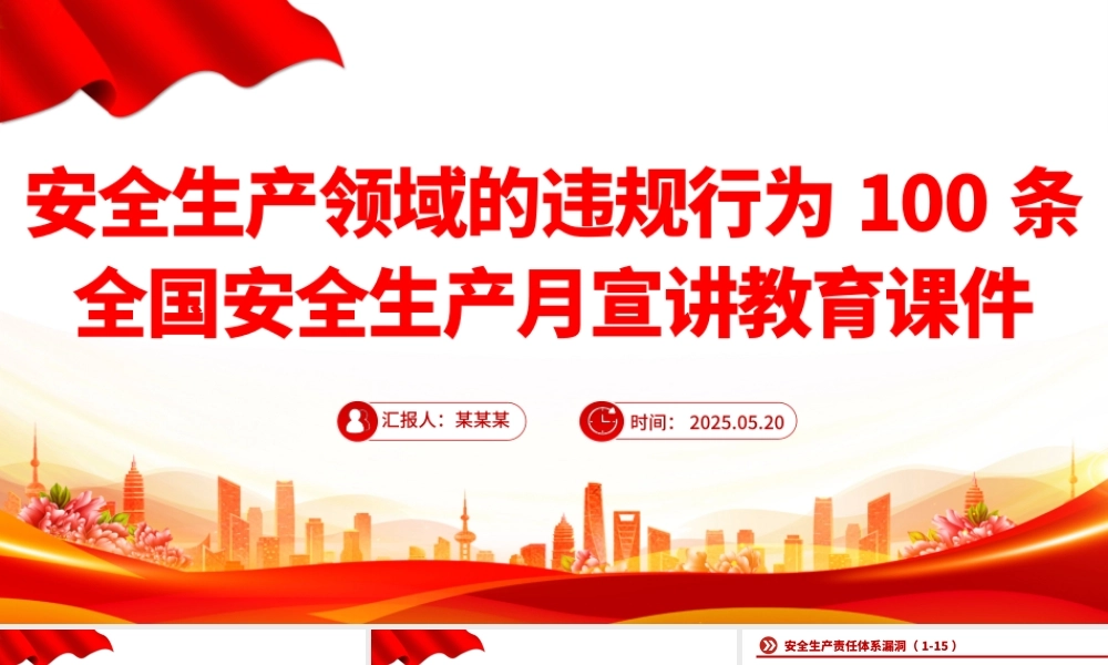 实用简洁安全生产领域的违规行为100条PPT安全生产月宣传课件.pptx