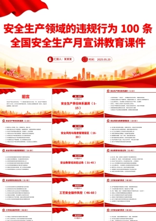 实用简洁安全生产领域的违规行为100条PPT安全生产月宣传课件.pptx