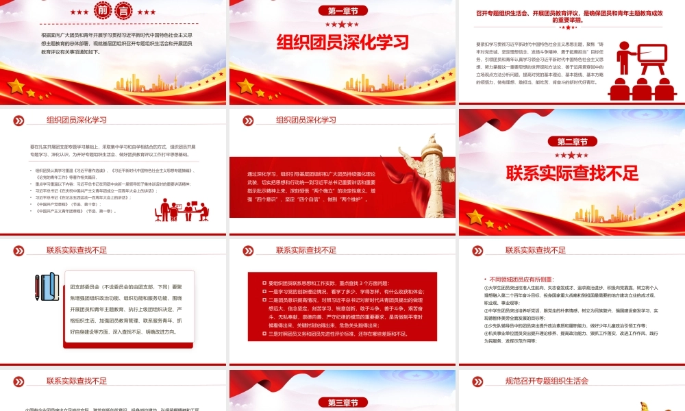 团组织生活会和团员教育评议PPT精美时尚基层团组织团课下载.pptx