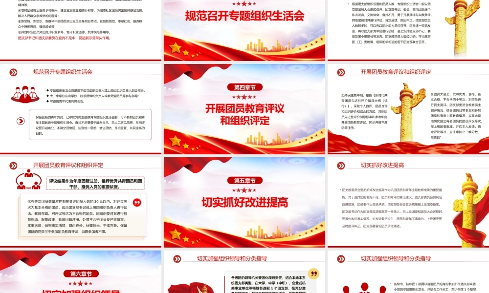 团组织生活会和团员教育评议PPT精美时尚基层团组织团课下载.pptx