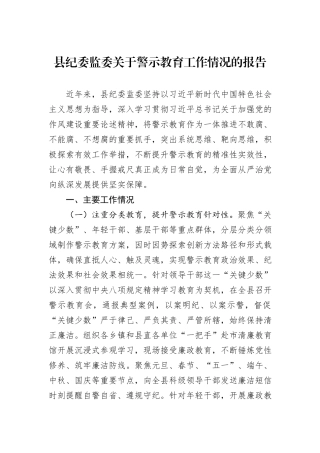 县纪委监委关于警示教育工作情况的报告.docx