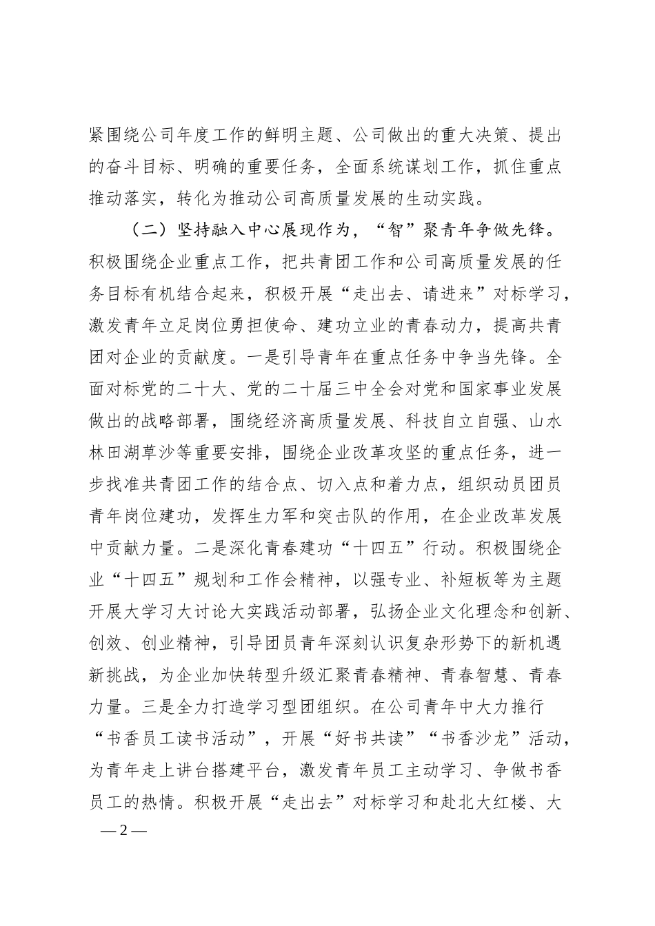 公司党支部关于青年工作情况总结汇报.docx_第2页