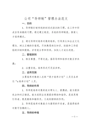 公司导师制管理办法（集团企业工作制度方案）.docx