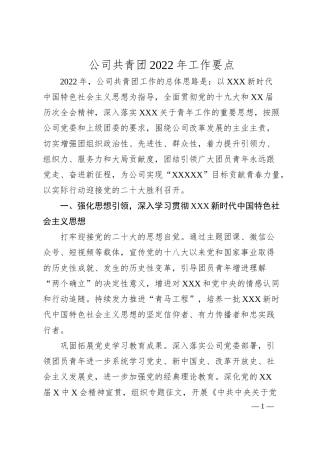 公司共青团20XX年工作要点.docx