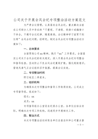 公司会风会纪整治活动方案（集团企业）.docx