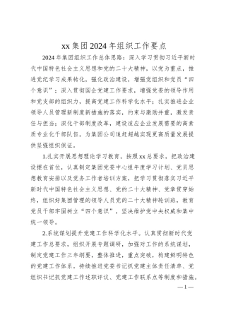 xx集团2024年组织工作要点（2000字）.docx