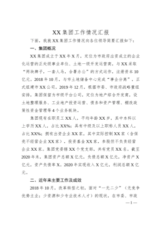 XX集团工作情况汇报.docx
